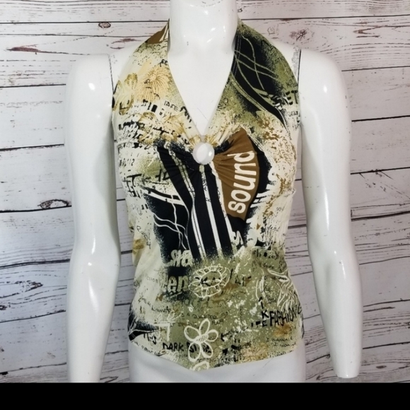Tops - 2/$15 TOPAZ HIPPIE HALTER TOP BARE BACK large